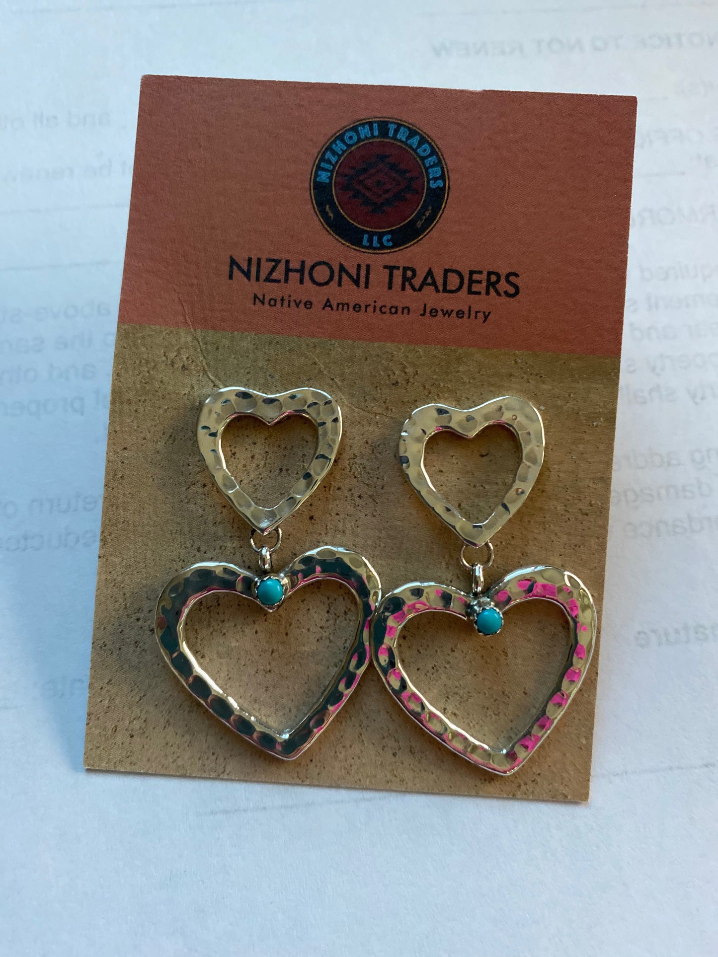 Handcrafted Turquoise & Sterling Silver Heart Dangle Earrings