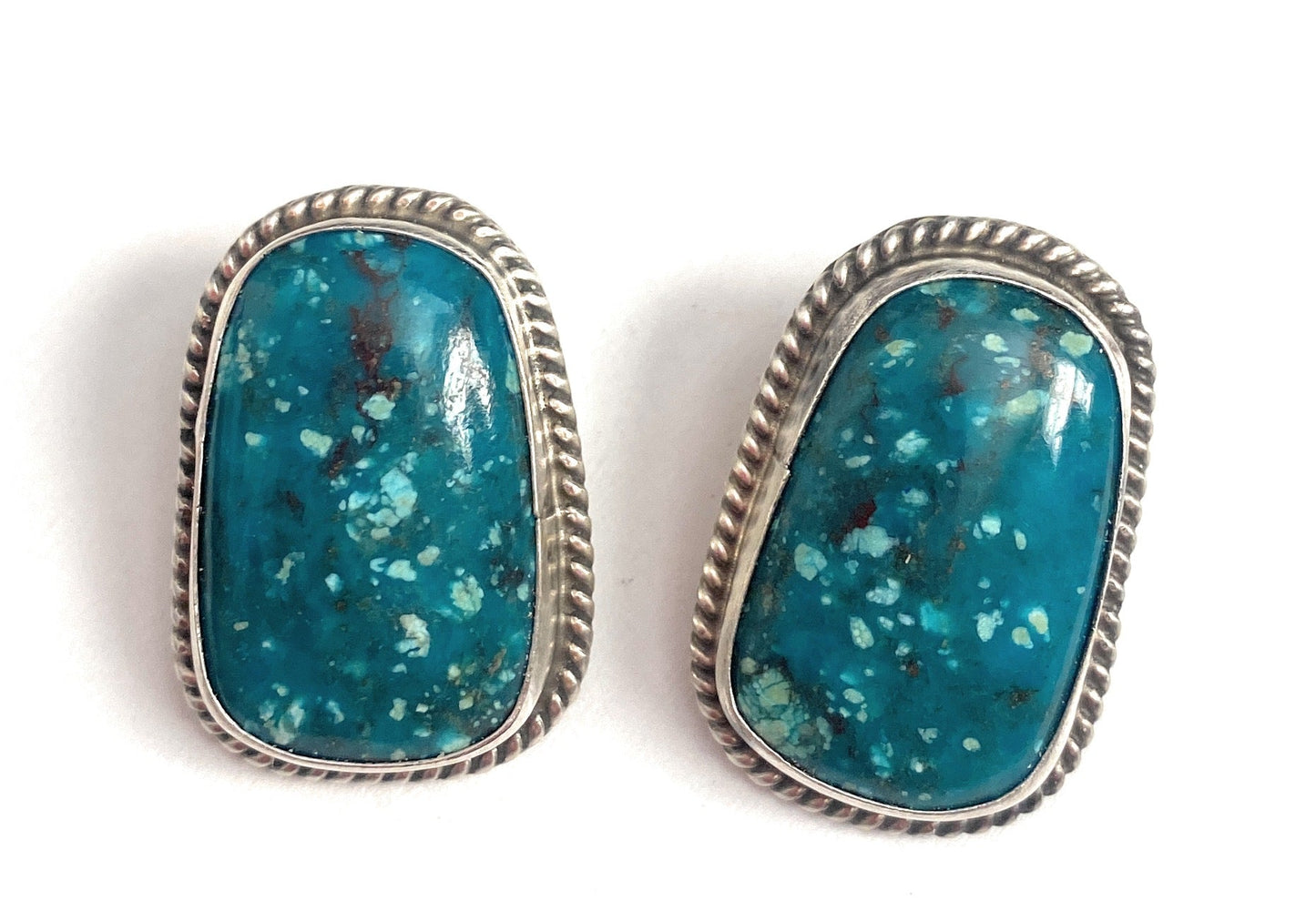 Handcrafted Sterling Silver & Royston Turquoise Stud Earrings