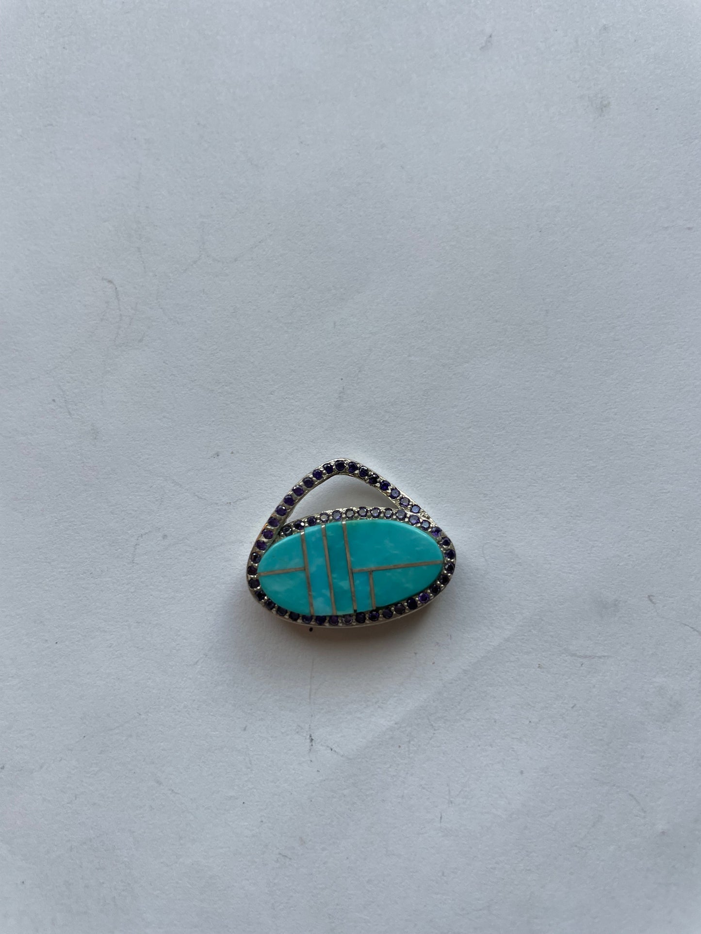 Navajo Sterling Silver & Turquoise Inlay Pendant