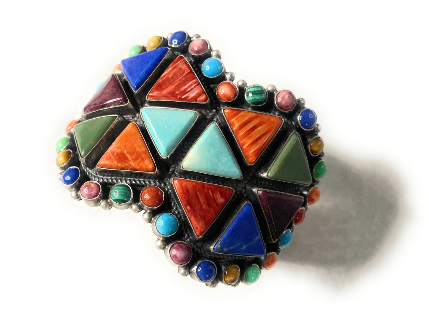 Anthony Skeets Handcrafted Multi Stone & Sterling Silver Cuff Bracelet Signed