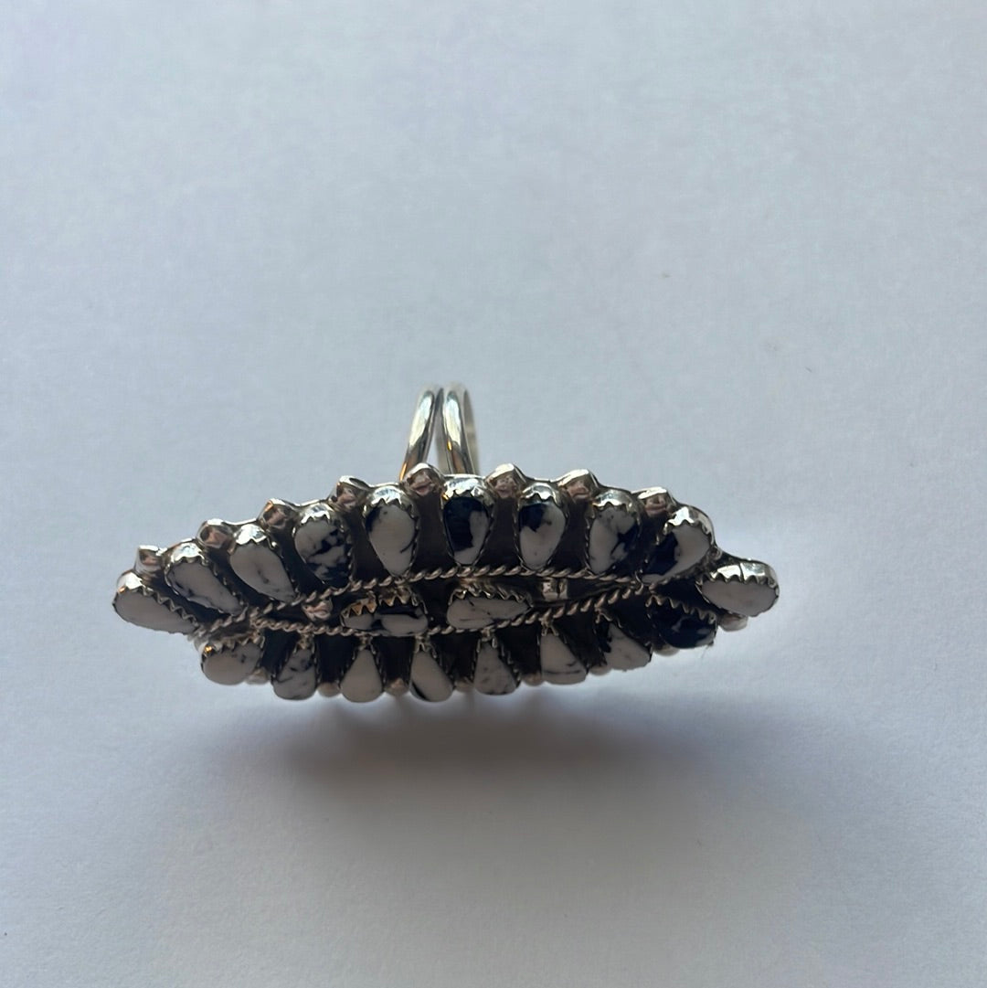 Handcrafted Sterling Silver & White Buffalo Cluster Ring