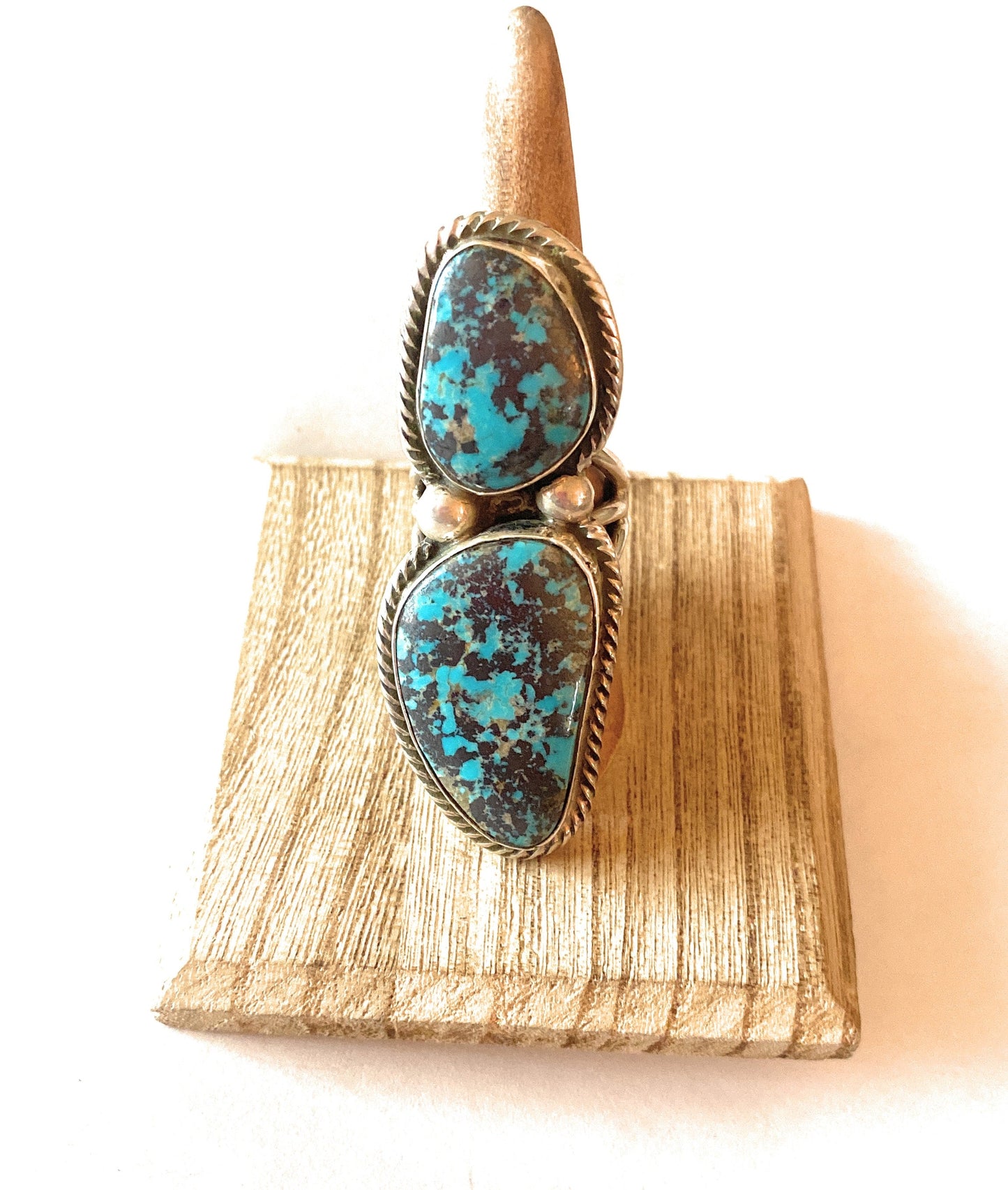 Handcrafted Kingman Turquoise & Sterling Silver Ring Size 6.5