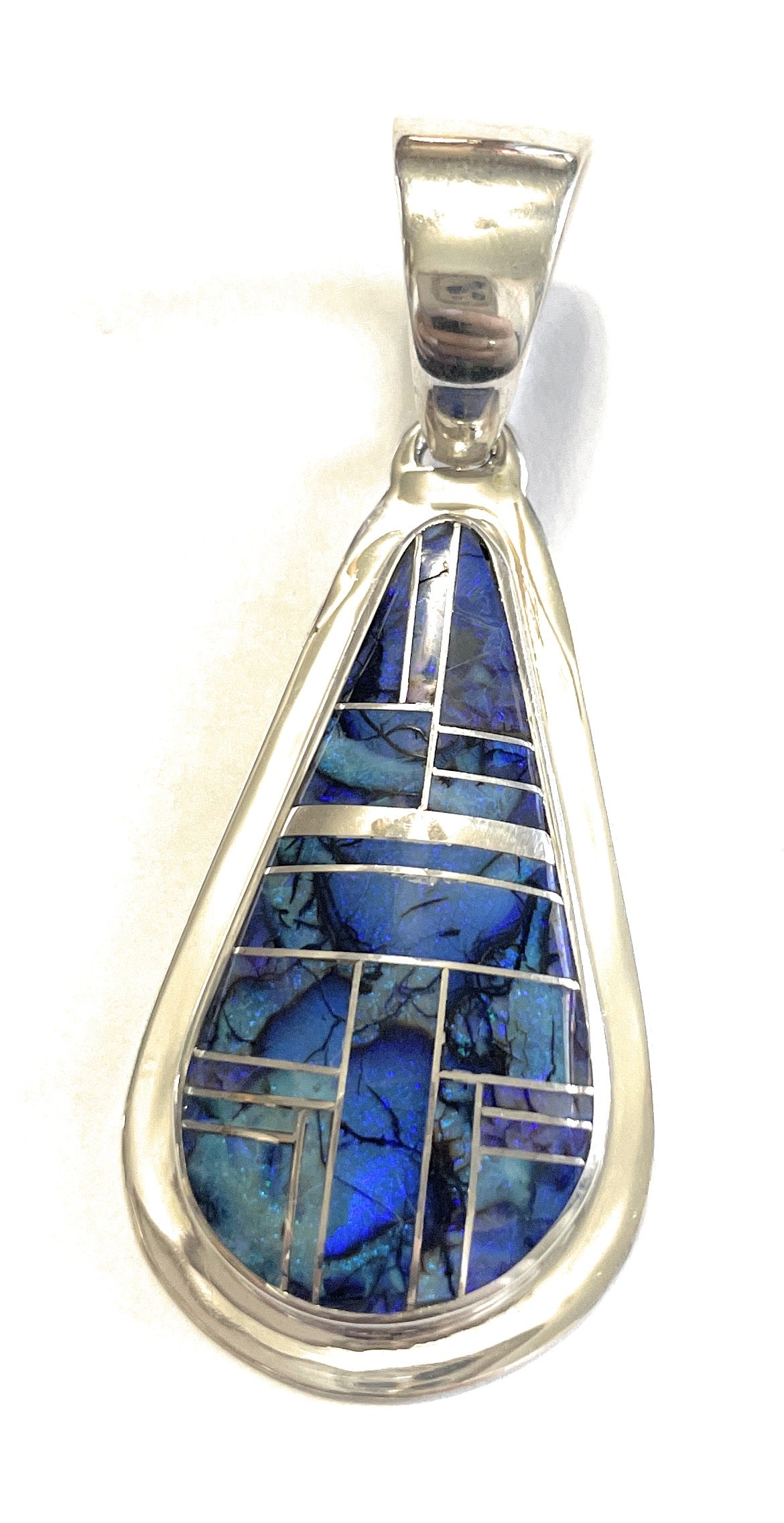 Handcrafted Sterling Silver & Blue Opal Inlay Pendant