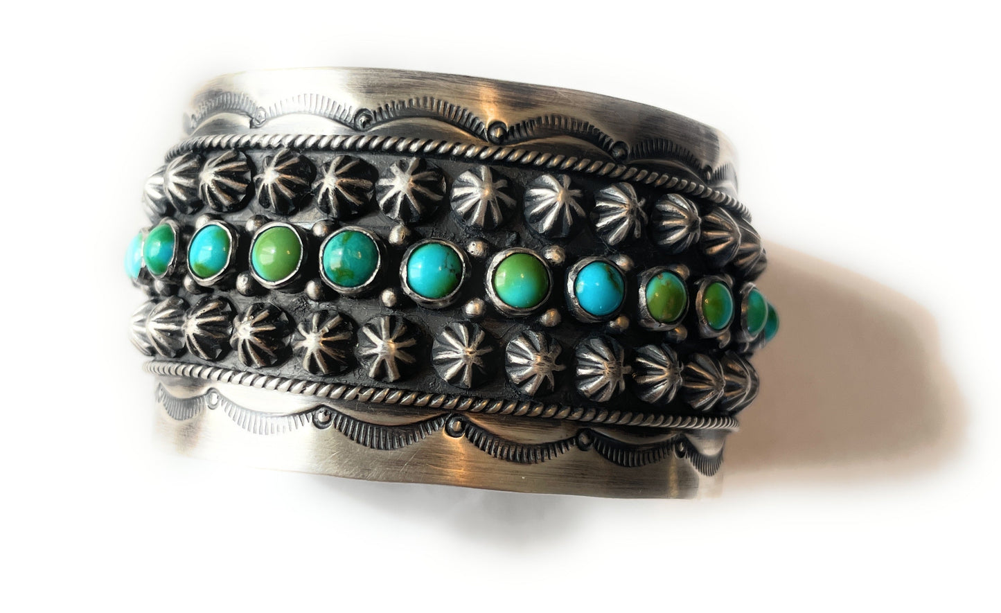 Handcrafted Sterling Sonoran Mountain Turquoise Cuff Bracelet by Akee Douglas /