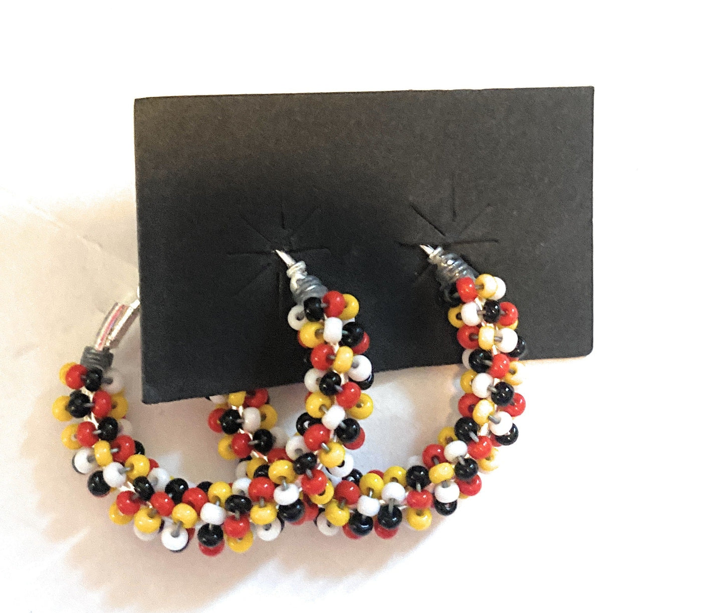 Handcrafted Handmade Beaded Hoop Earrings- Multi