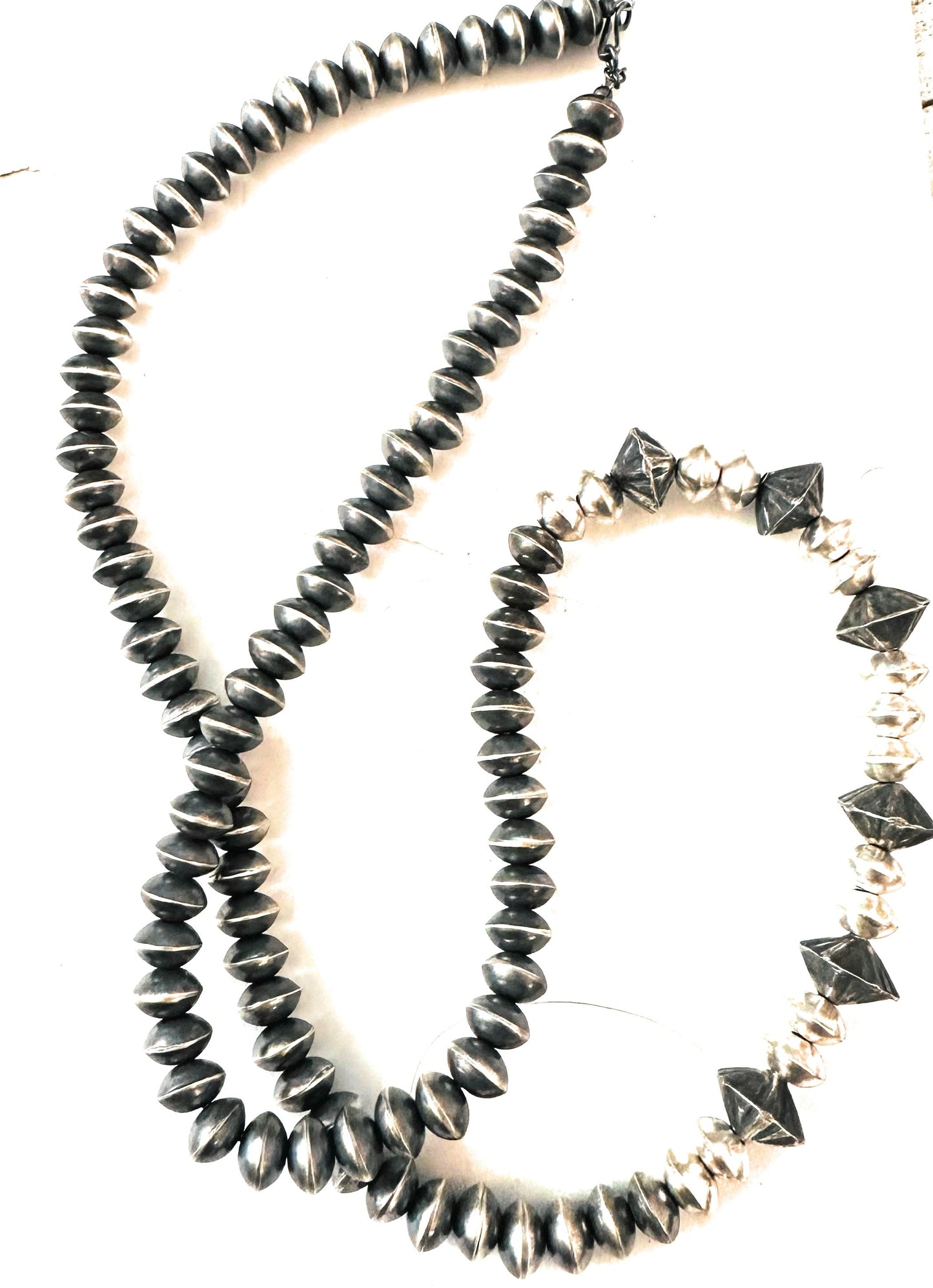 Handcrafted Sterling Silver Pearl Beaded Necklace 30”