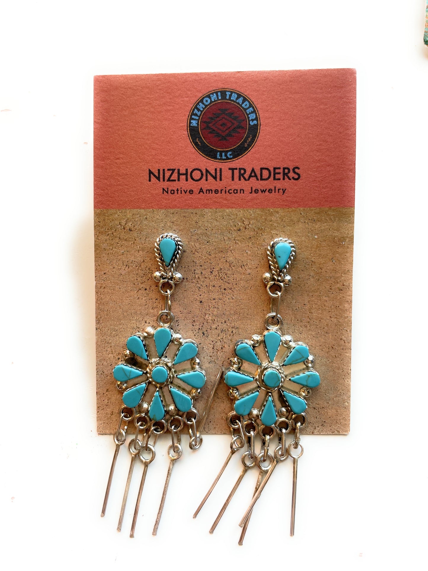 Handcrafted Sterling Silver & Turquoise 3 Inch Dangle Earrings