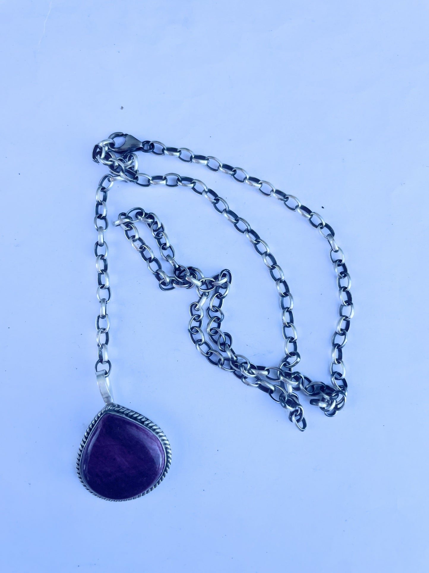 Handcrafted Handmade Purple Spiny And Sterling Silver Necklace By Emer Thompson