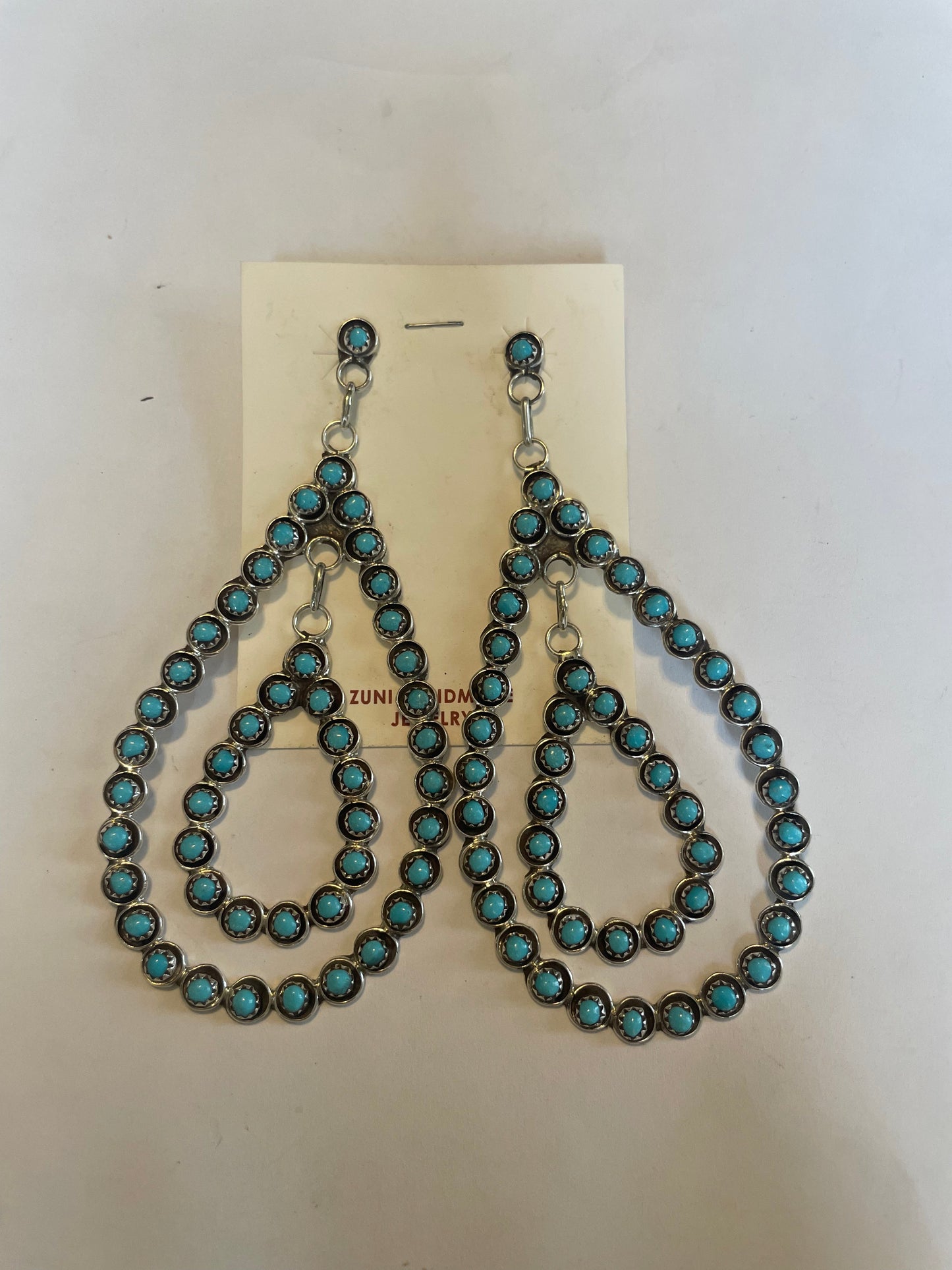 Handcrafted Turquoise & Sterling Silver Snake Eye Hoops