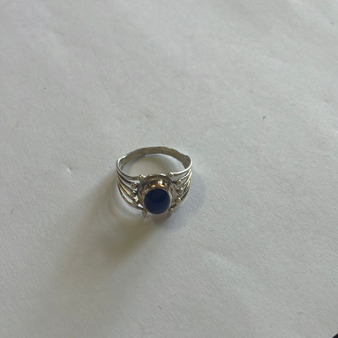Handcrafted Sterling Silver Single Stone Lapis Ring