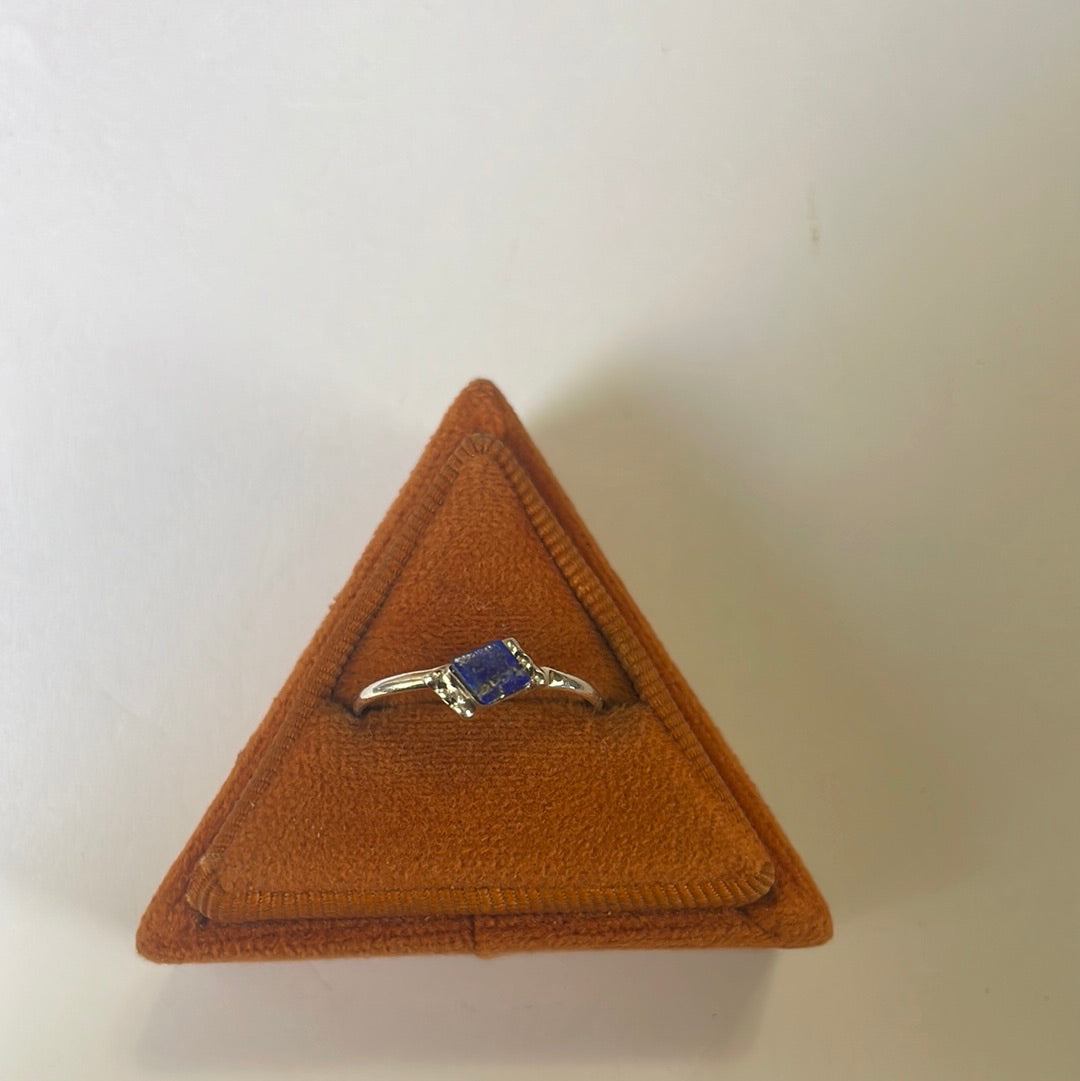 The Mini Handcrafted Lapis & Sterling Silver Single Stone Ring