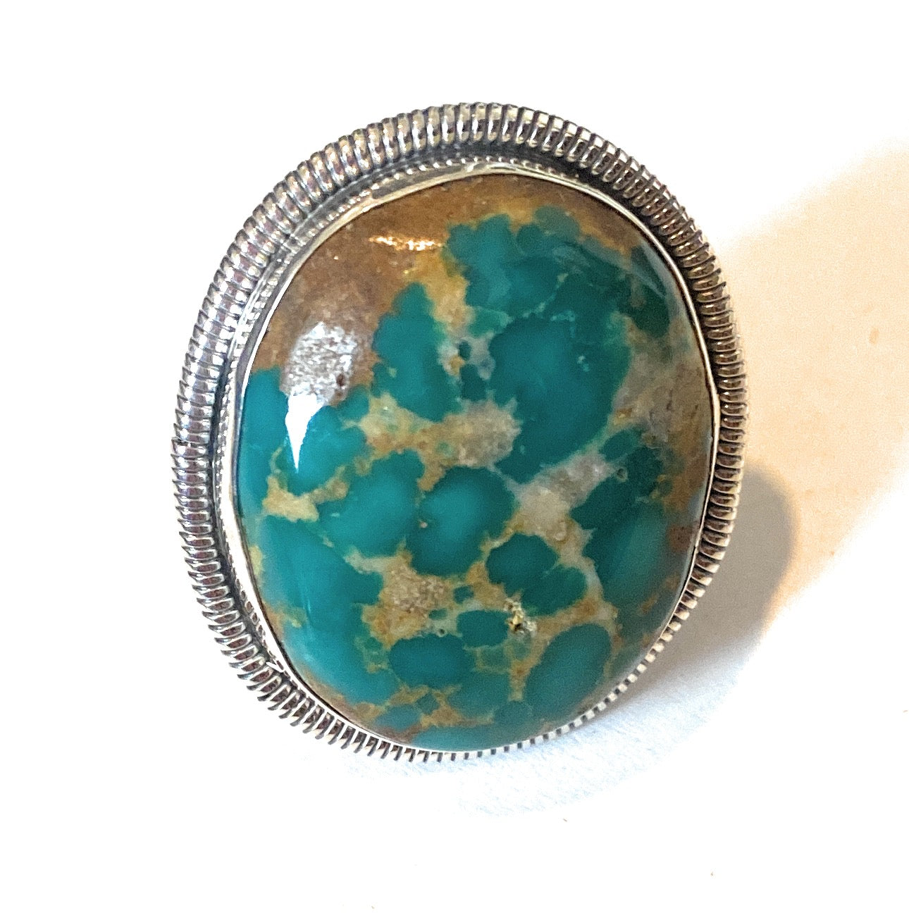 Handcrafted Gold Canyon Turquoise & Sterling Silver Adjustable Ring by Wydell Billie
