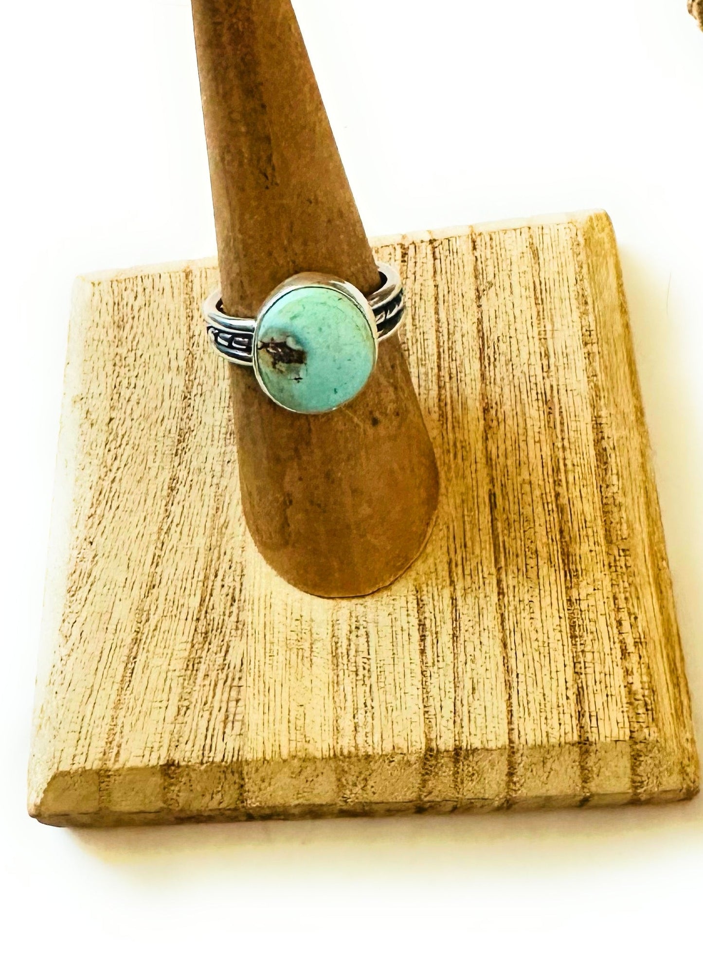 Handcrafted Golden Hills Turquoise & Sterling Silver Ring Size 6.5
