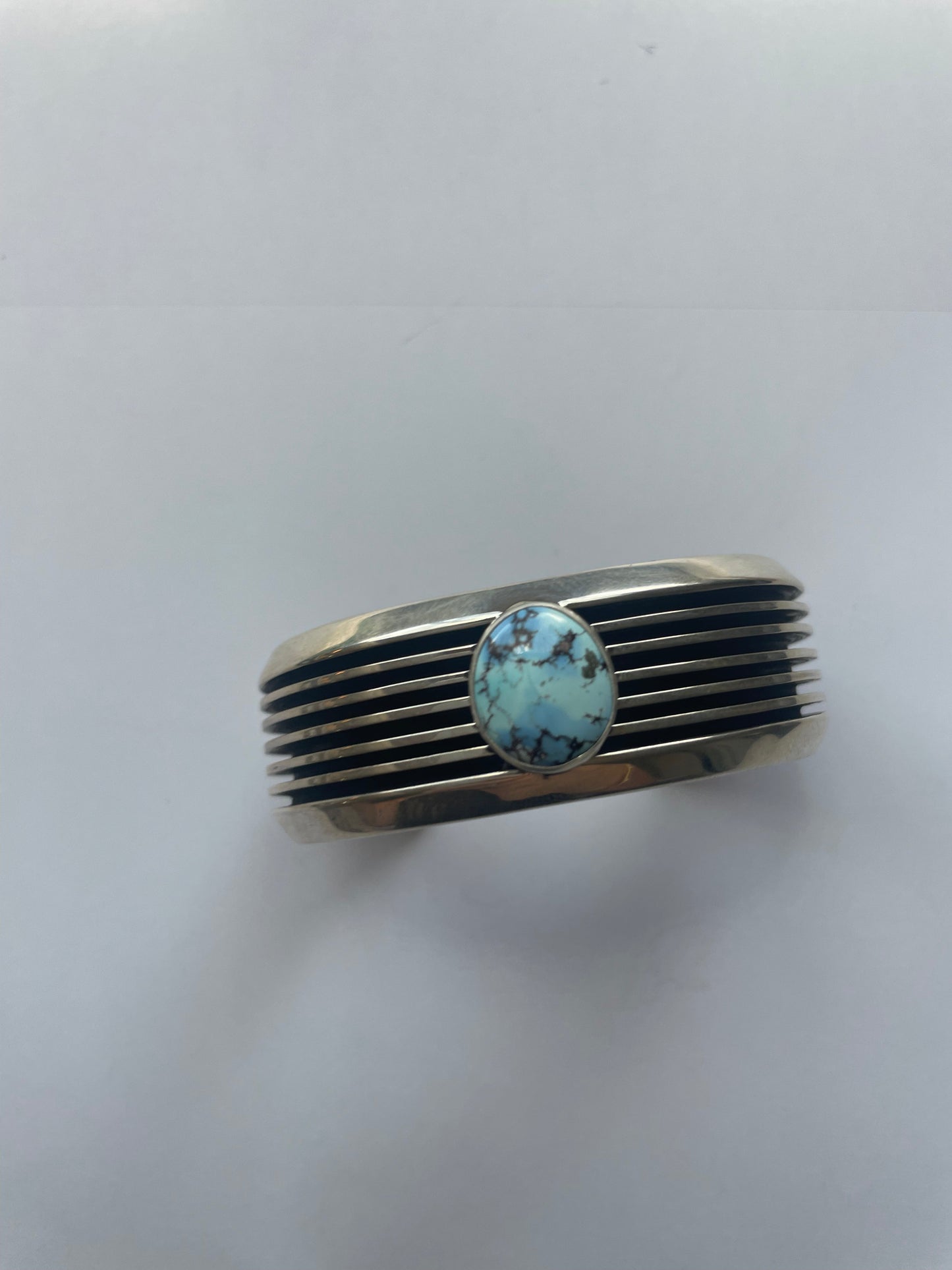 Handcrafted Golden Hills Turquoise And Sterling Silver Cuff Bracelet Signed
