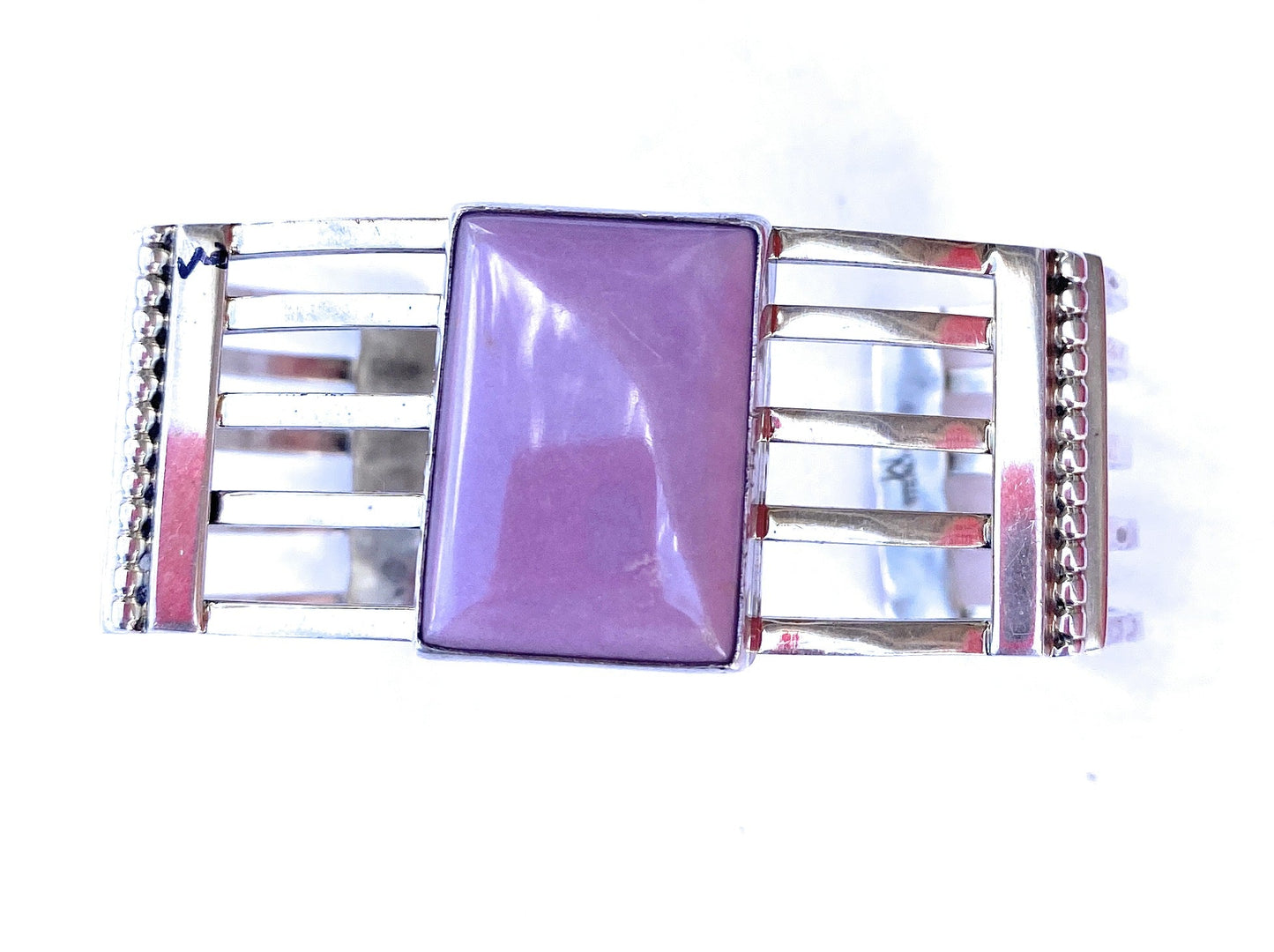 Handcrafted Purple Kingman Turquoise & Sterling Silver Cuff Bracelet Signed