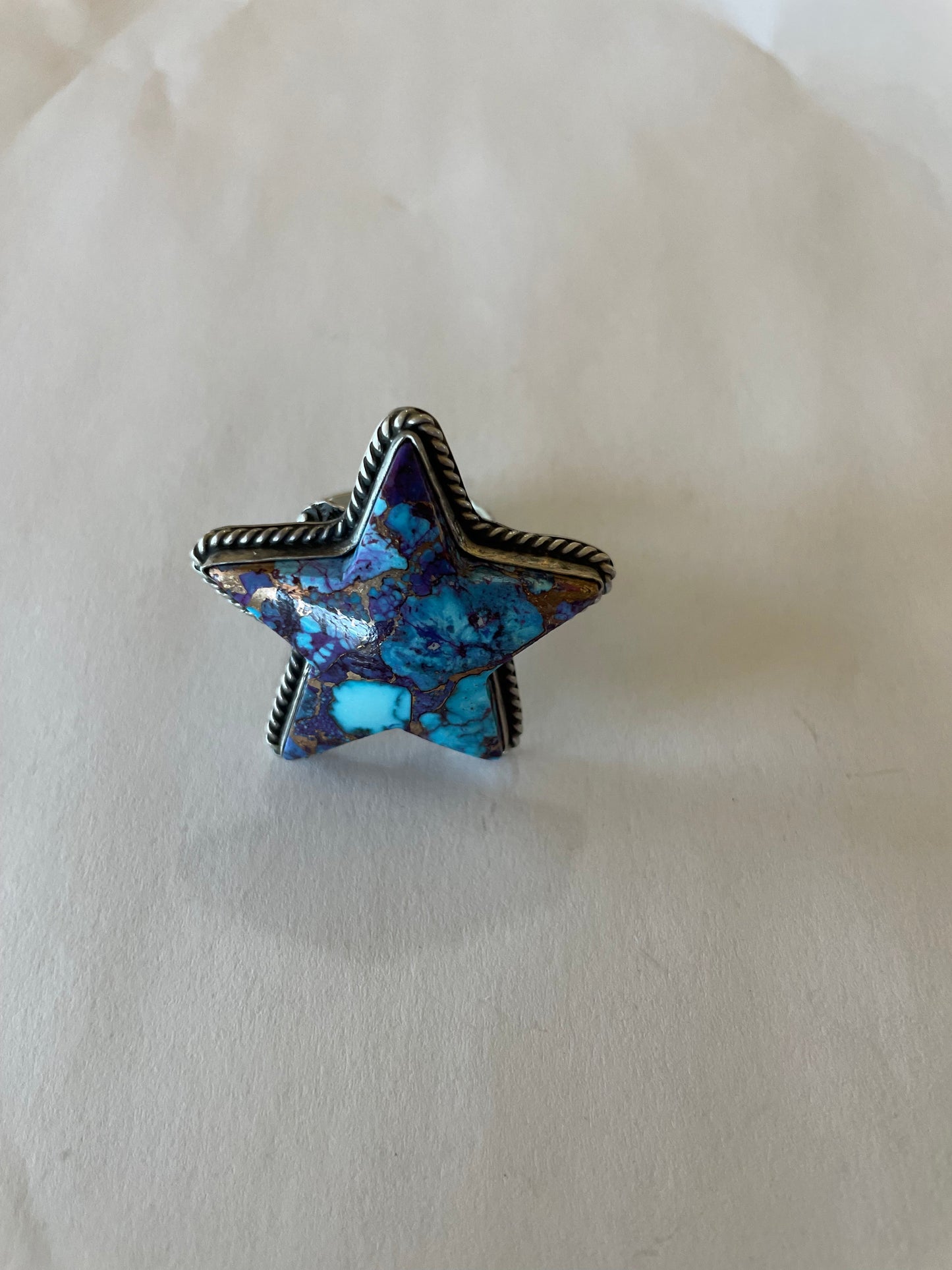 Handcrafted Purple Dream And Sterling Silver Star Adjustable Ring