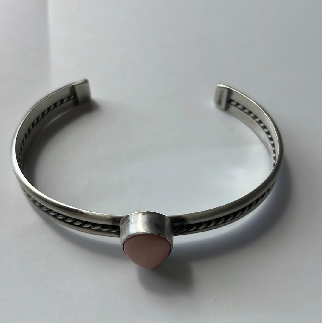Handcrafted Tear Drop Pink Conch & Sterling Silver Cuff Bracelet