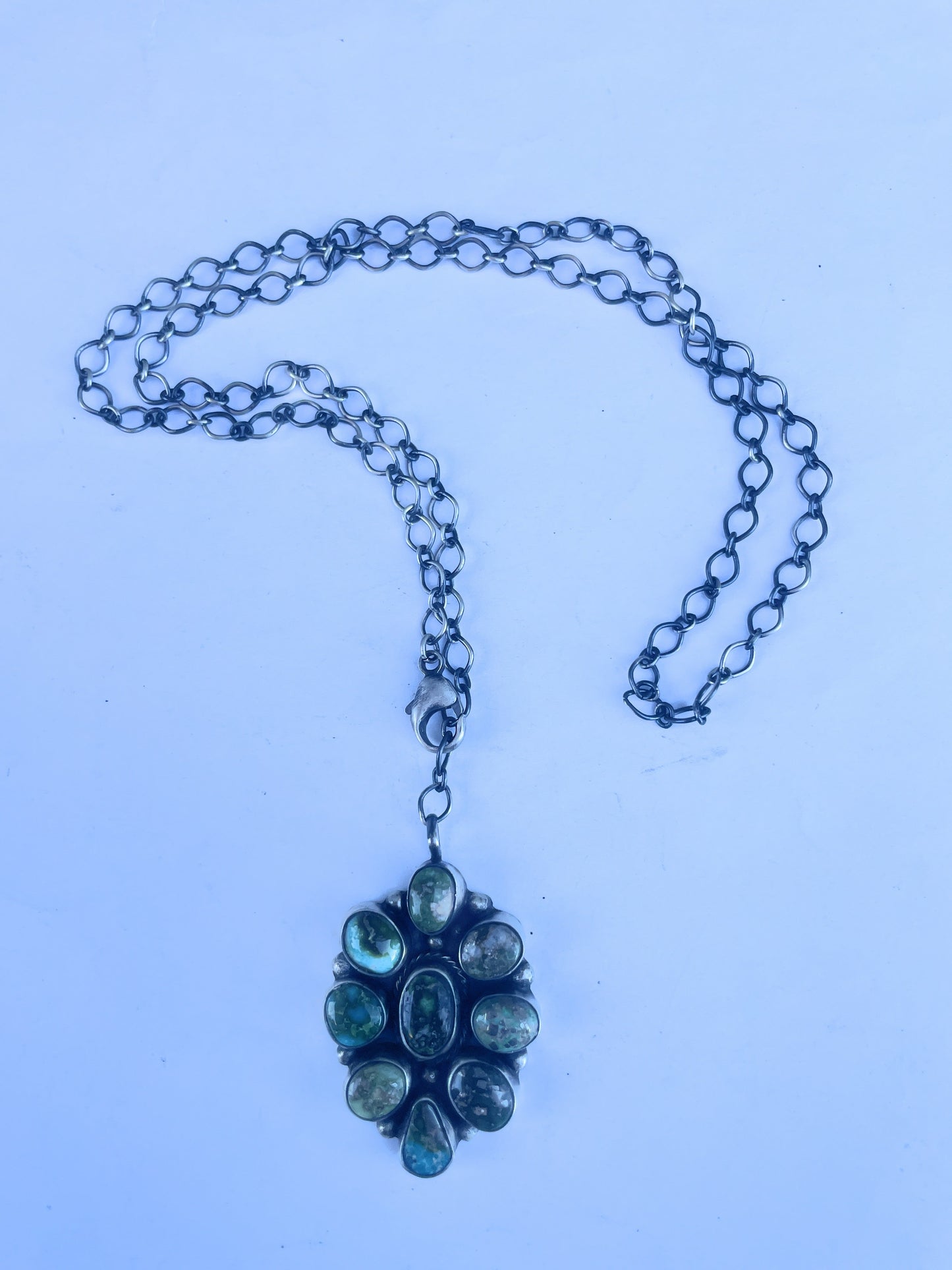 Handcrafted Sonoran Mountain Turquoise Cluster Necklace By Sheila Becenti
