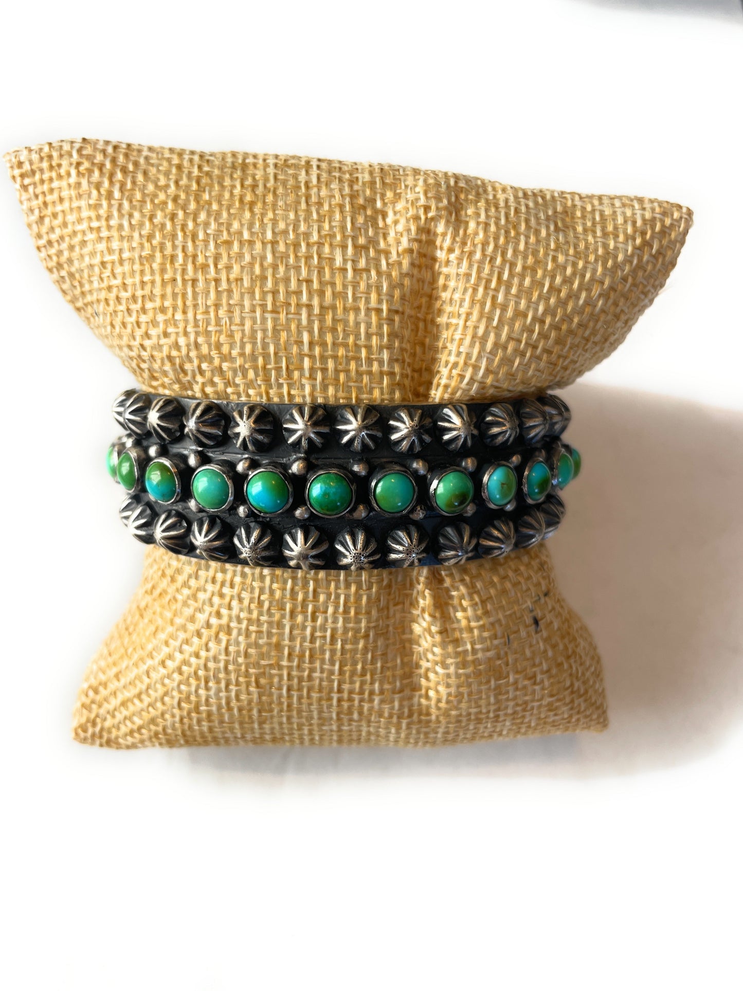 Handcrafted Sterling Sonoran Mountain Turquoise Cuff Bracelet by Akee Douglas /