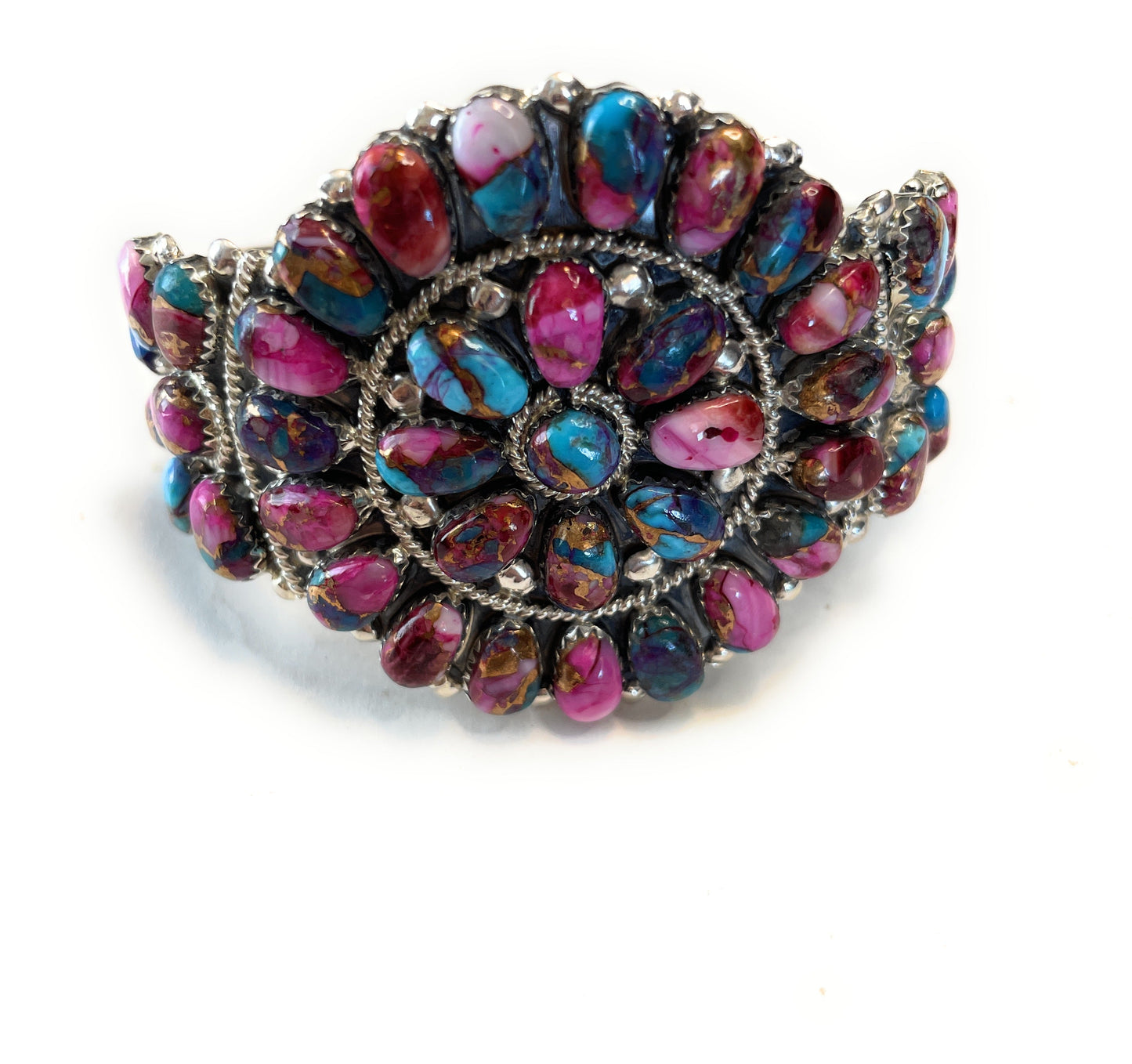 Handcrafted Purple Mojave And Sterling Silver Cuff Bracelet Signed
