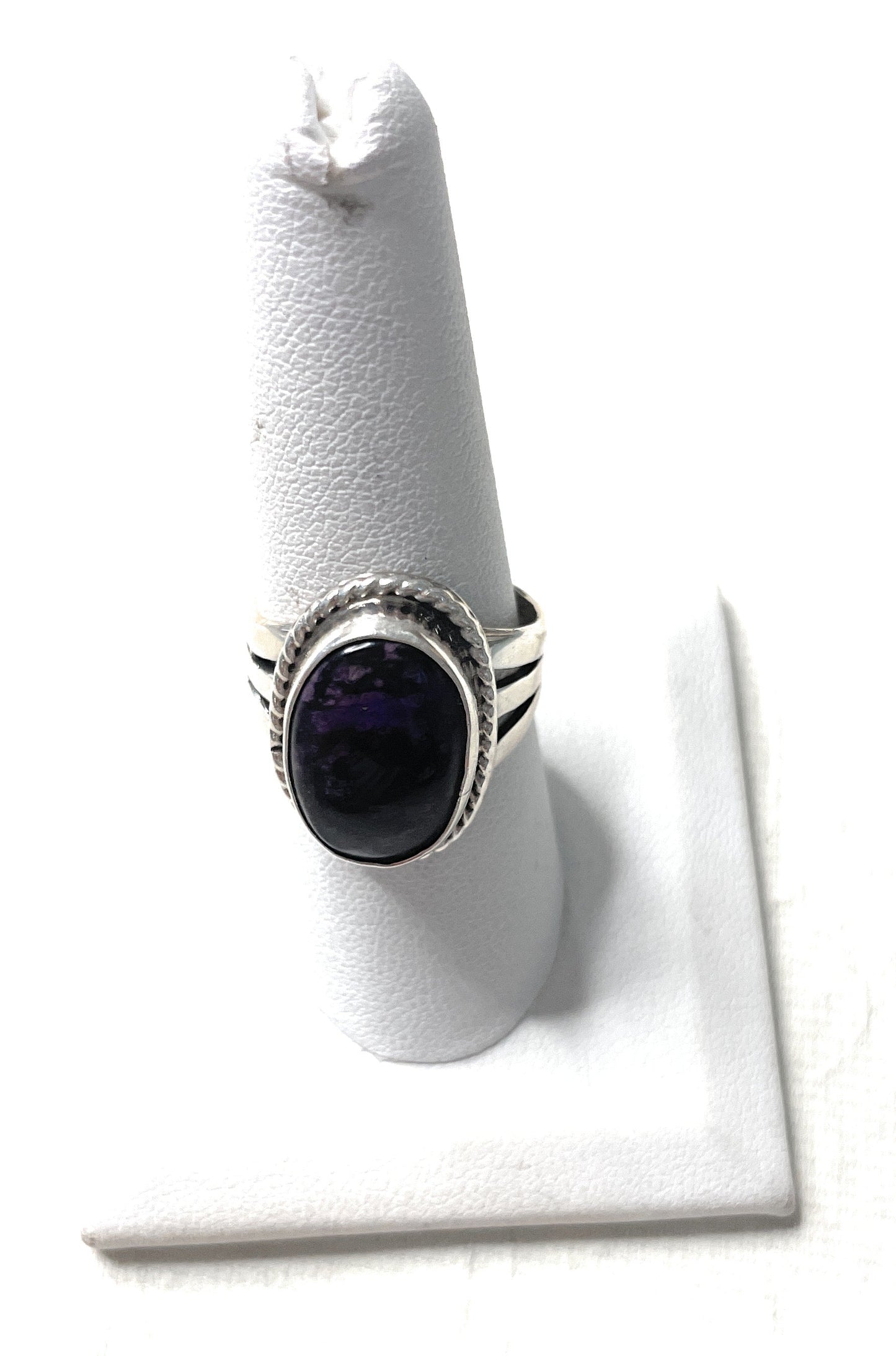 Old Pawn Navajo Sterling Silver & Charorite Ring Size 8
