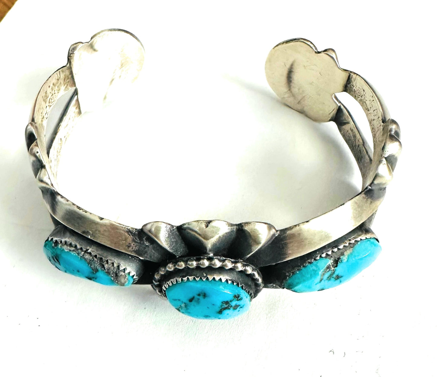 Handcrafted Old Pawn Kingman Turquoise & Sterling Silver Cuff Bracelet /