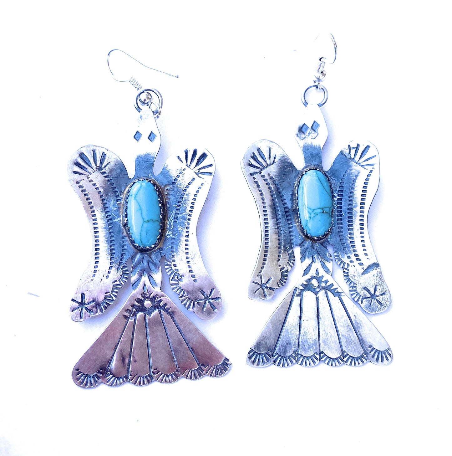 Handcrafted Turquoise & Sterling Silver Water Bird Dangle Earrings