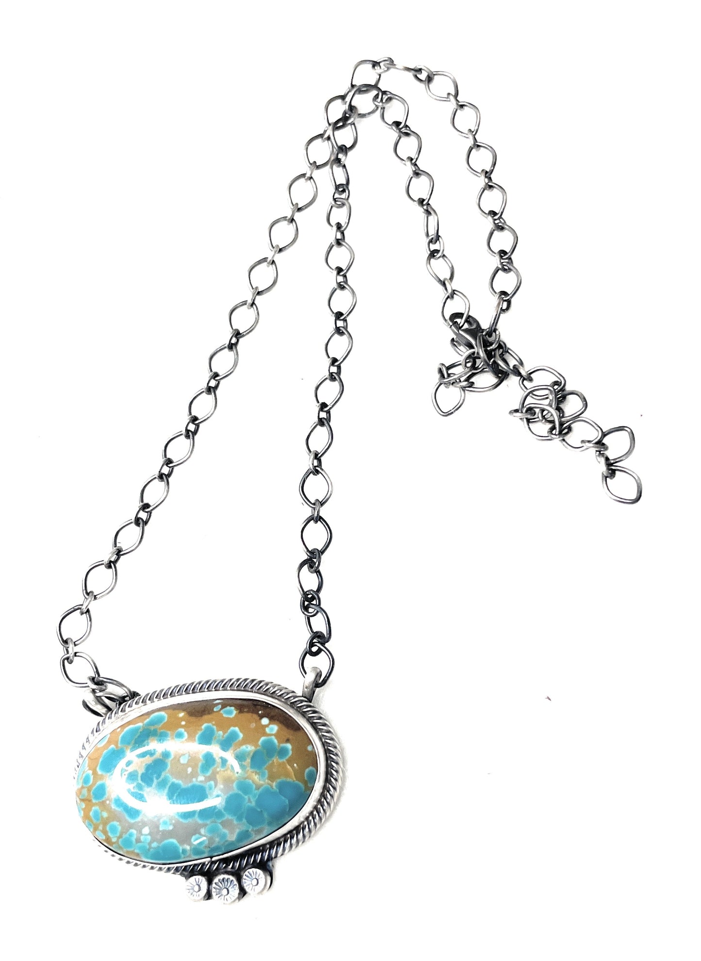 Handcrafted Handmade Number 8 Turquoise And Sterling Silver Necklace By Sheila Becenti