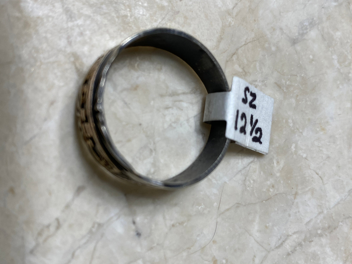 Handcrafted Sterling Silver Copper Story Teller Ring Size 12.5