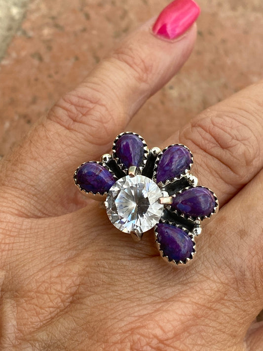 Purple Mojave & Sterling Silver Diamond Wrap Ring