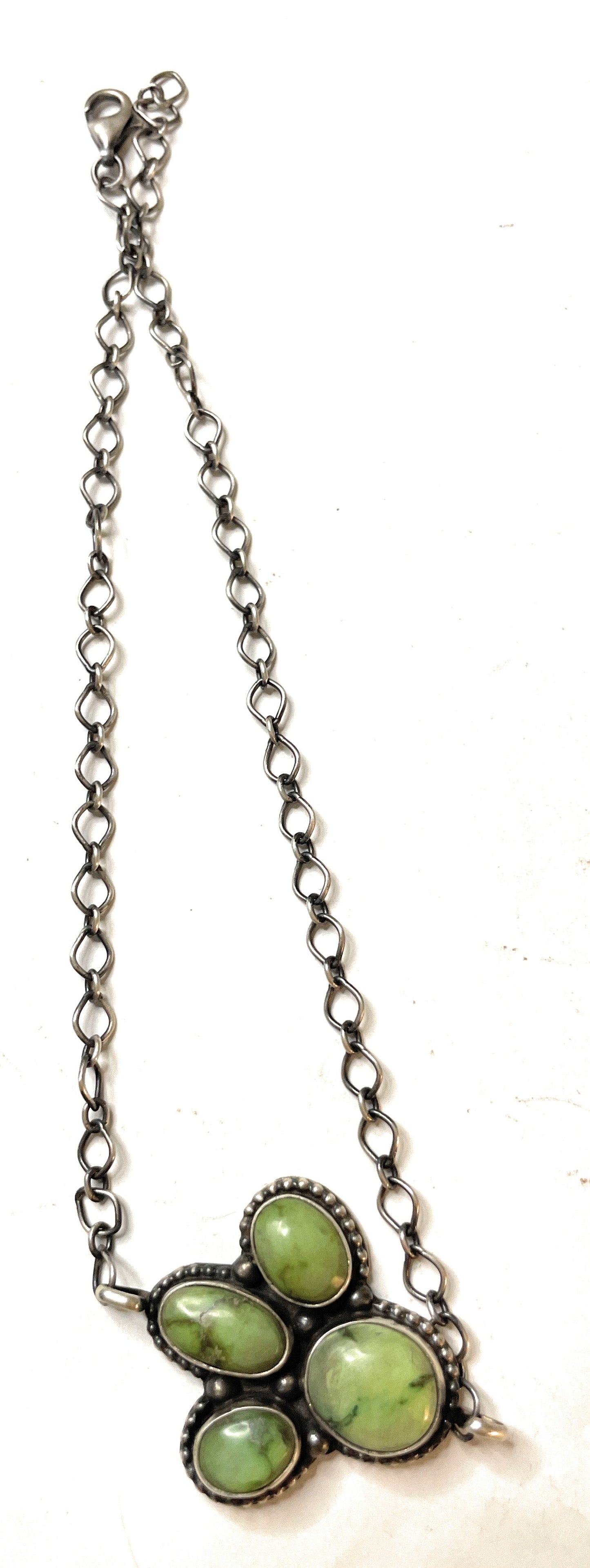 Handcrafted Sterling Silver Turquoise Necklace By Sheila Becenti 15Inch