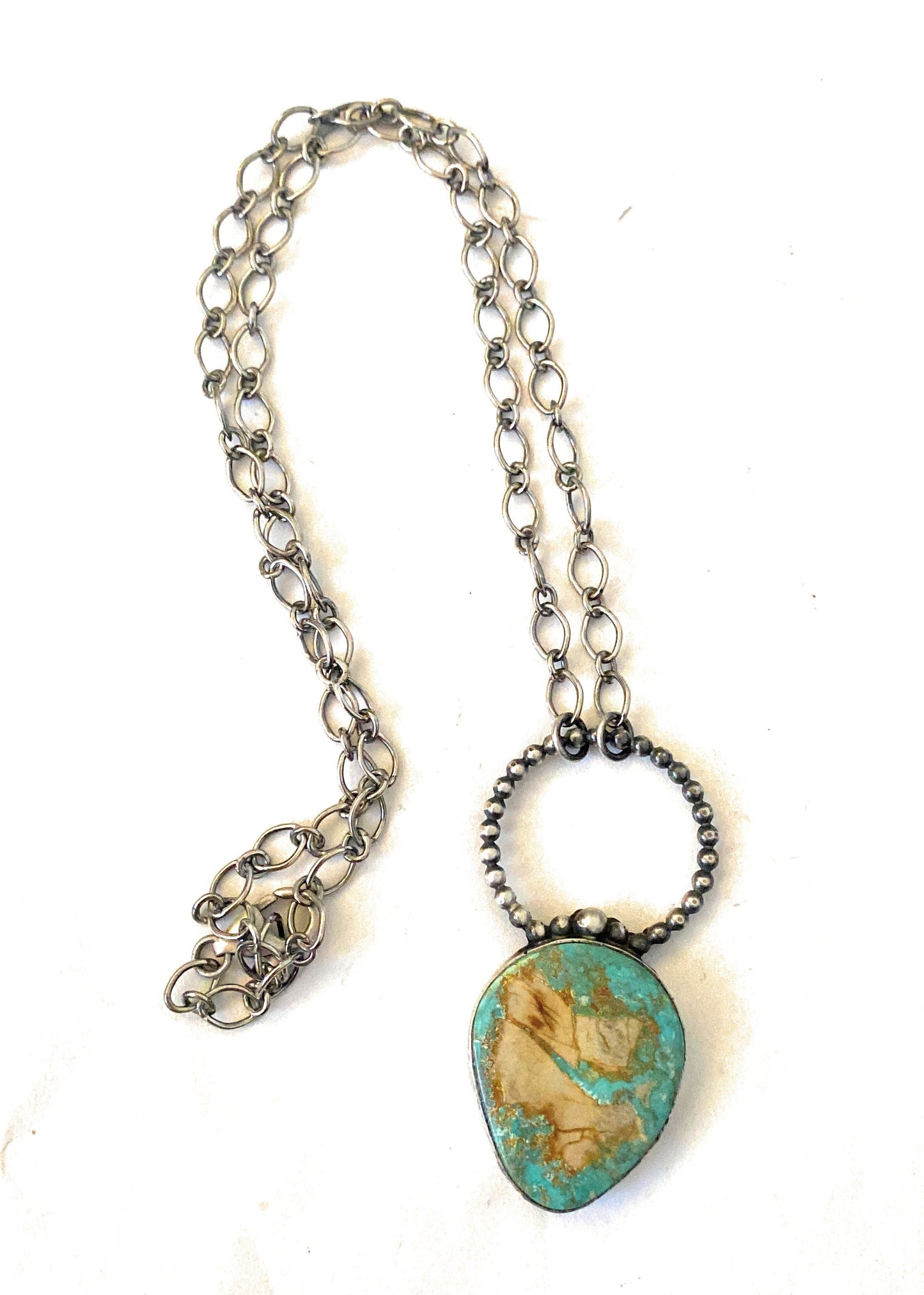 Handcrafted Sterling Silver & Royston Turquoise Necklace Signed