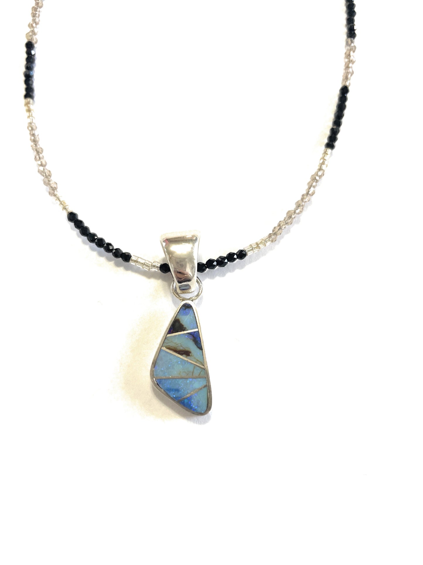 Handcrafted Sterling Silver & Blue Opal Inlay Pendant