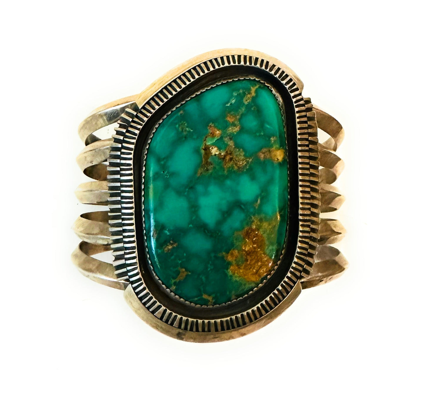 Handcrafted Old Pawn Vintage Royston Turquoise & Sterling Silver Cuff Bracelet