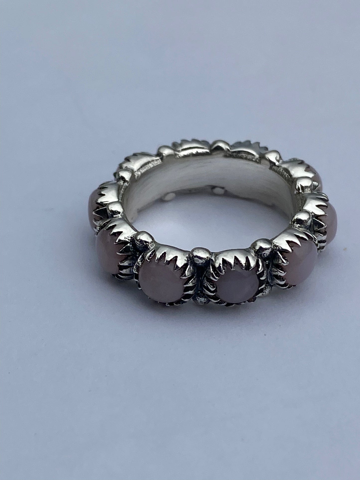 Pink Opal & Sterling Silver Eternity Band