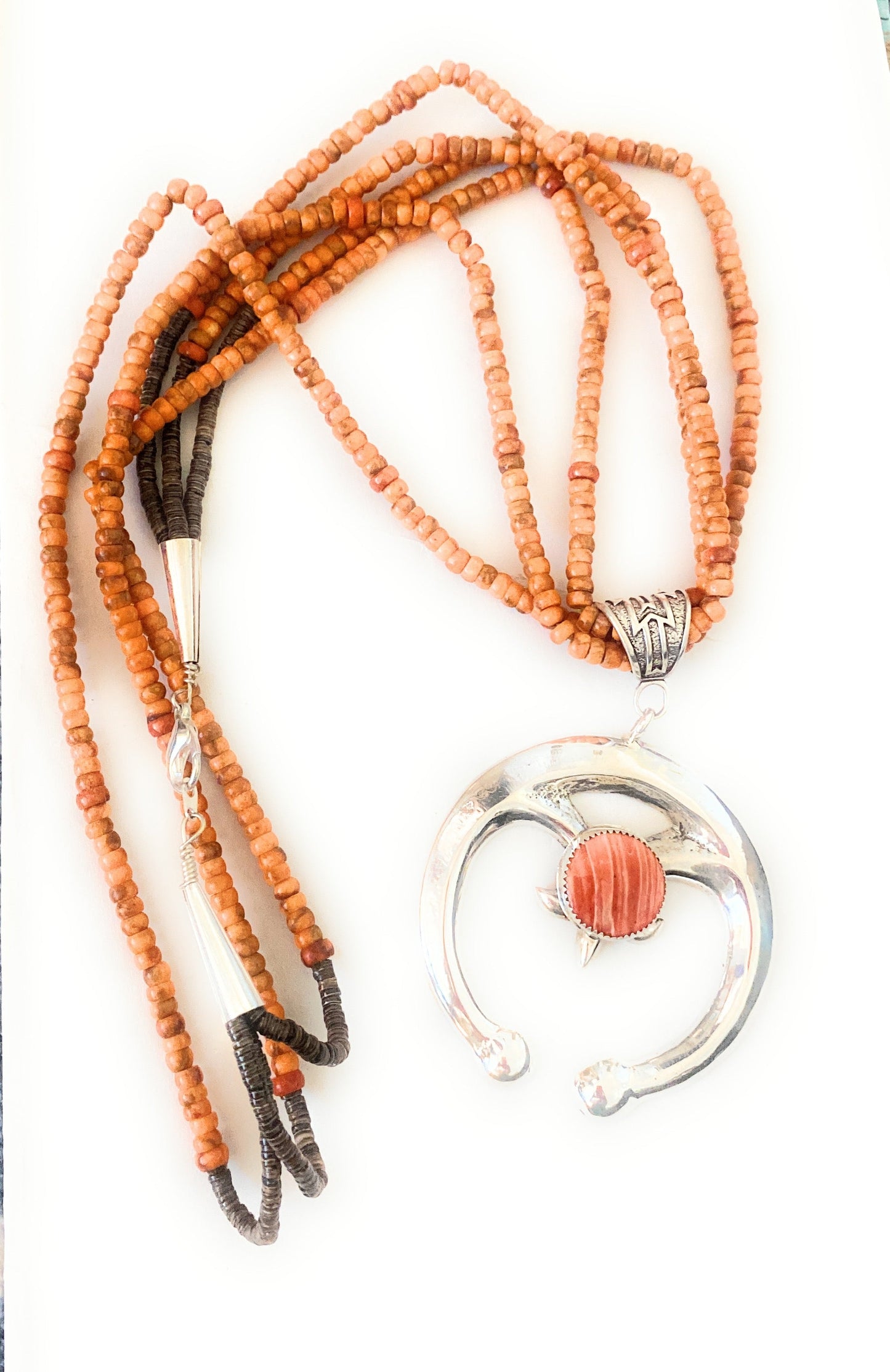 Handcrafted Sterling Silver & Spiny Beaded Naja Necklace