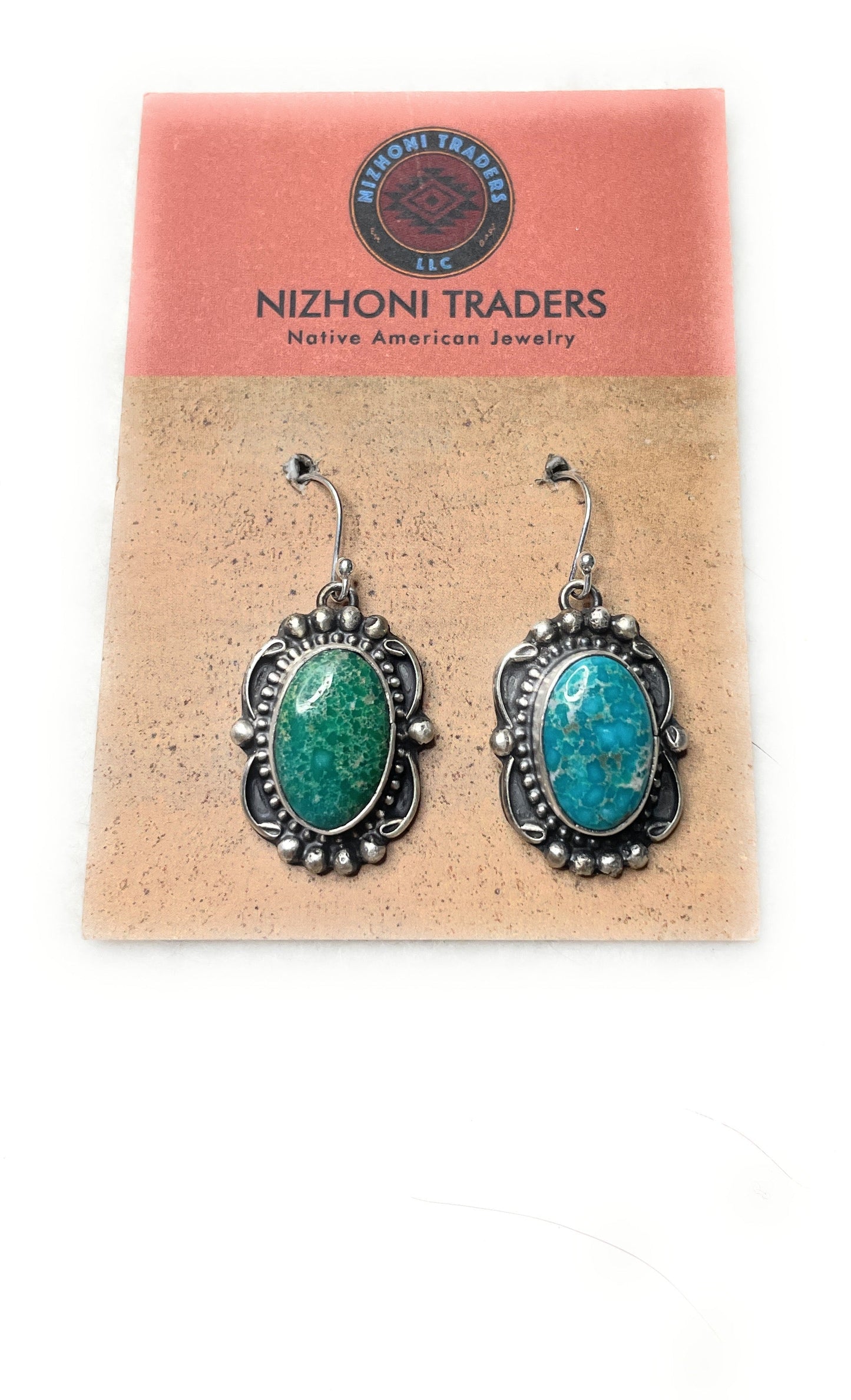 Handcrafted Sterling Silver & Turquoise Dangle Earrings Signed Sheila Becenti