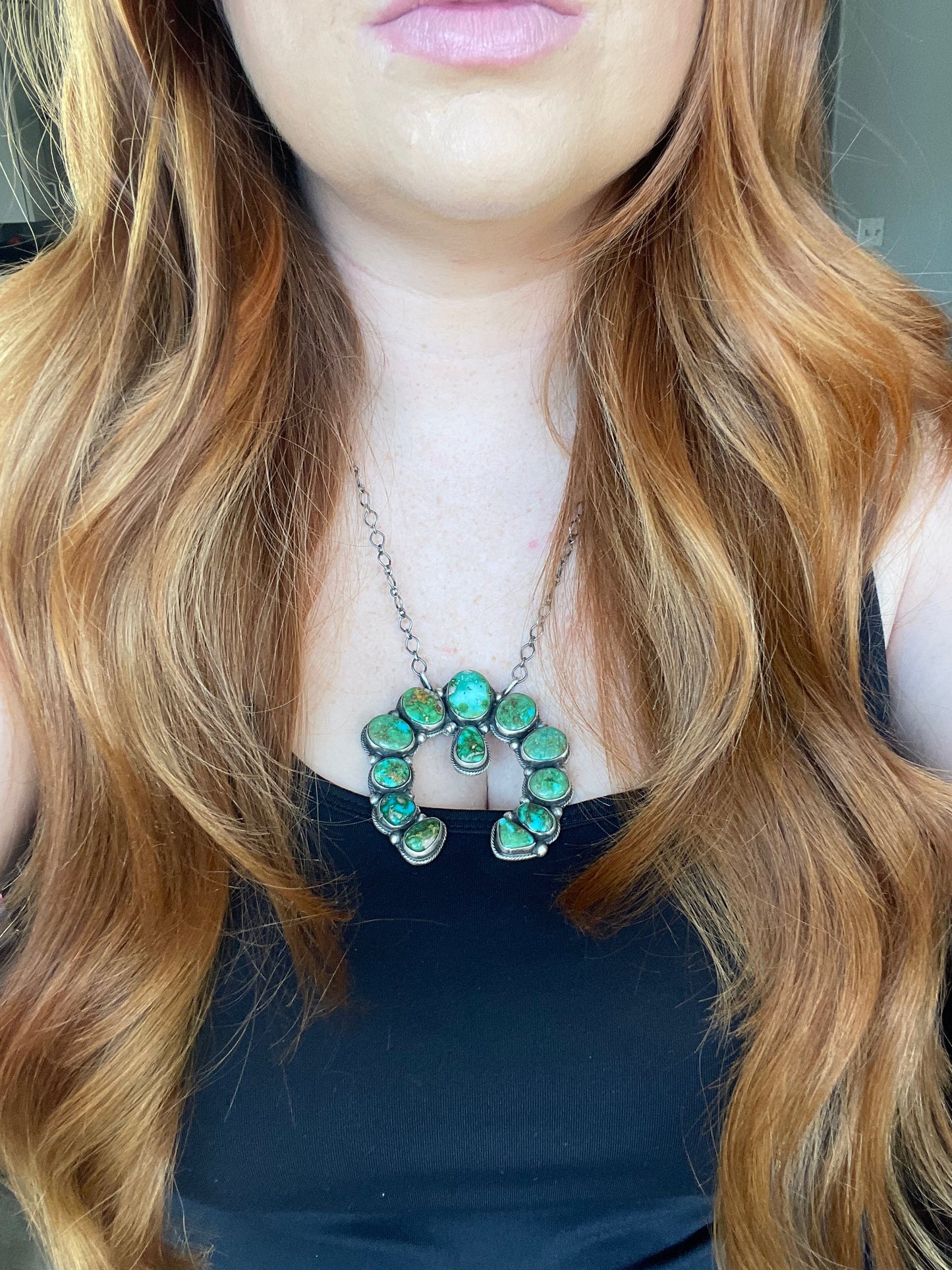 Handcrafted Sonoran Mountain Turquoise & Sterling Silver Naja Necklace by B. Johnson