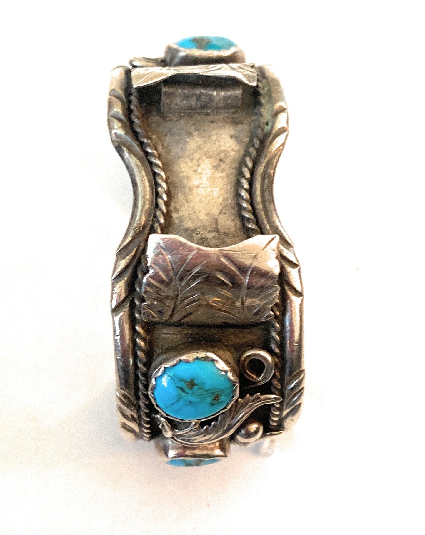 Old Pawn Vintage Navajo Kingman Turquoise & Sterling Silver Watch Cuff