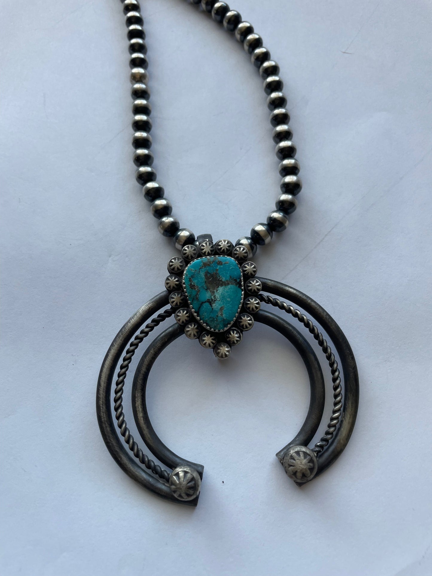 Handcrafted Turquoise & Sterling Silver Naja Pendant Signed