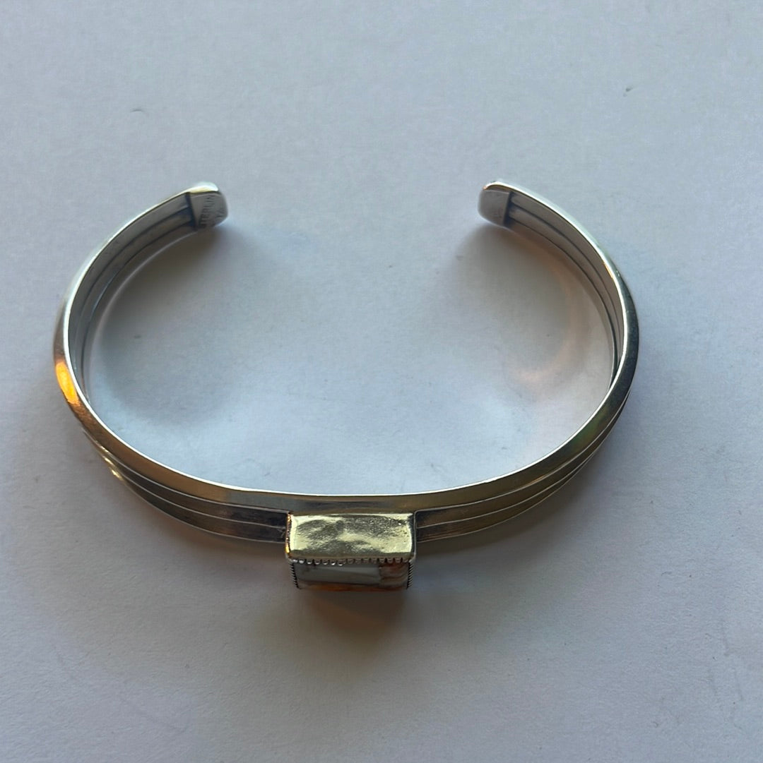 Handcrafted Spice And Sterling Silver Bar Adjustable Bracelet Cuff