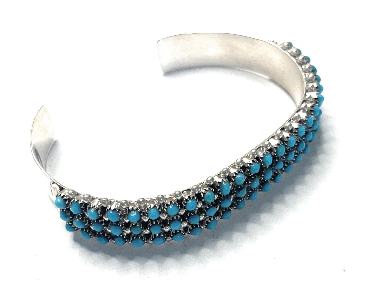 Handcrafted Turquoise And Sterling Silver Cuff Bracelet by S. Haloo