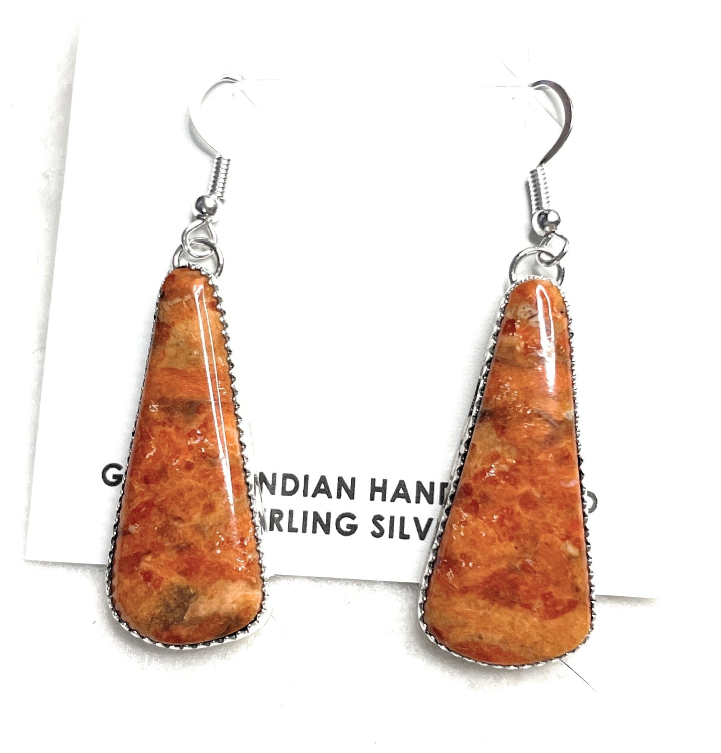 Handcrafted Apple Coral And Sterling Silver Dangle Earrings