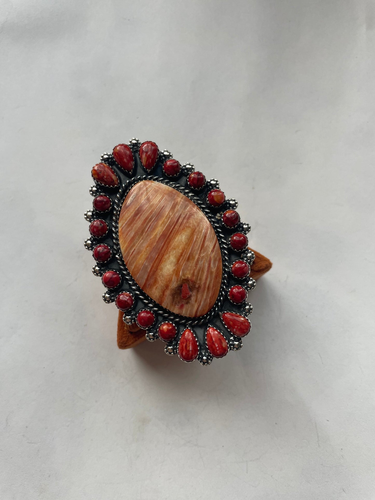 Handcrafted Spiny Sterling Silver Adjustable Ring Signed