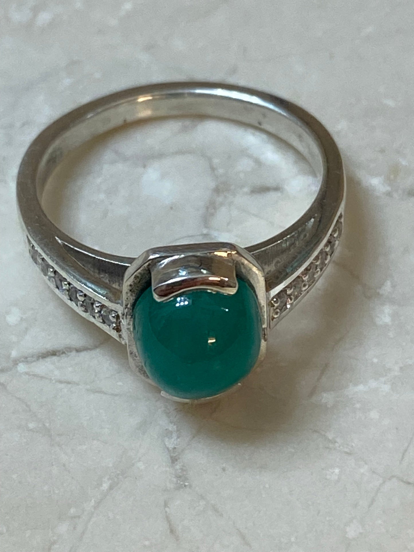 Emerald Ring Set in Sterling Silver 2ct set 7C Size 7.25