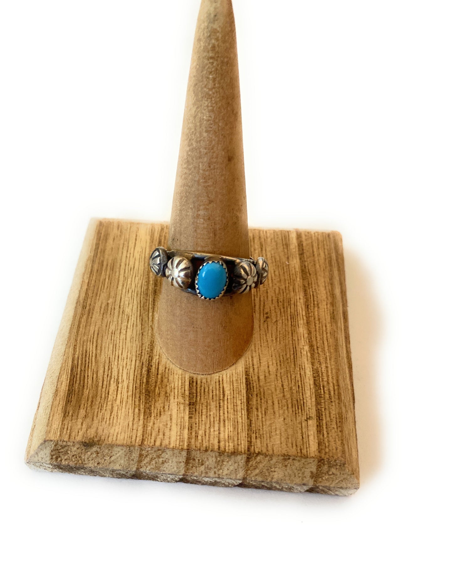 Handcrafted Turquoise and Sterling Silver Concho Band Ring