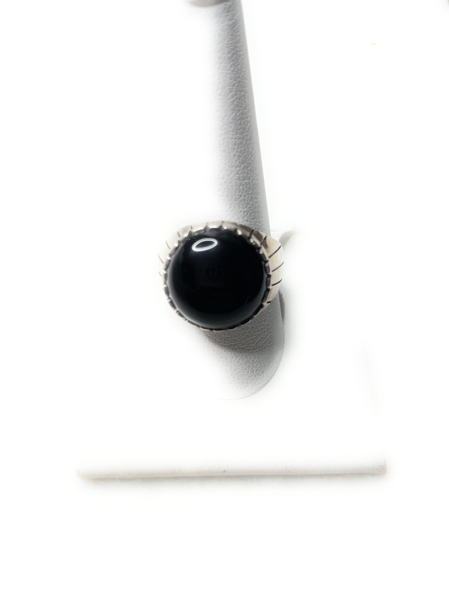 Handcrafted Ray Jack Sterling Silver Black Onyx Round Ring Size 10