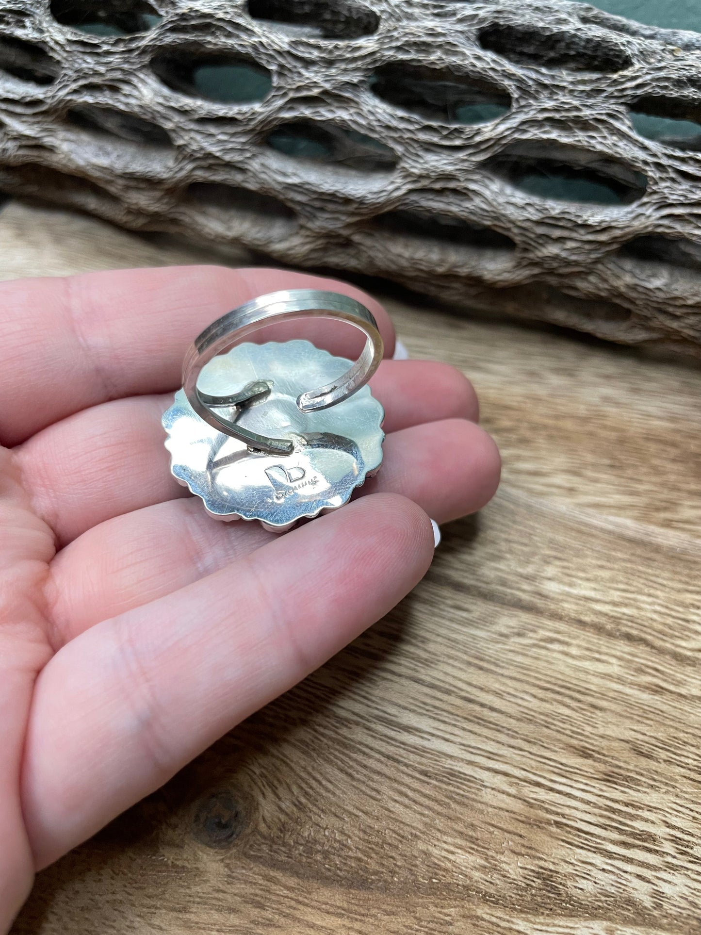 Handcrafted Spice And Sterling Silver Adjustable Flower Ring