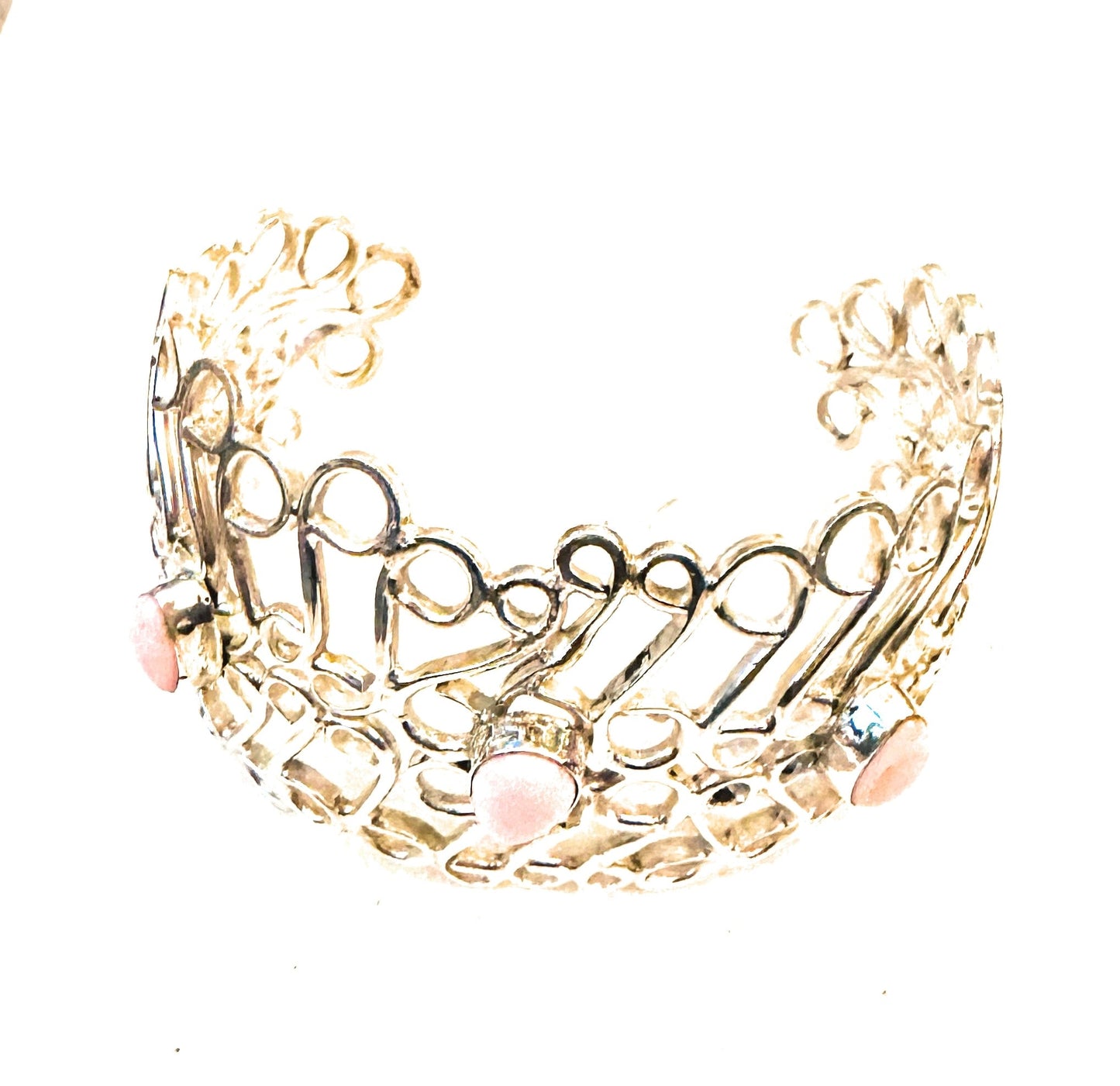 Handcrafted Queen Pink Conch Shell & Sterling Silver Cuff Bracelet