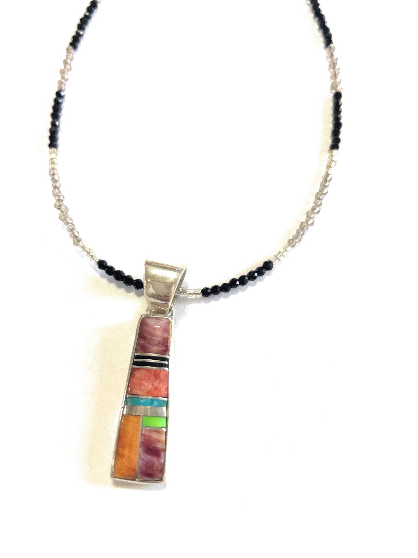 Handcrafted Multi Stone Inlay & Sterling Silver Pendant